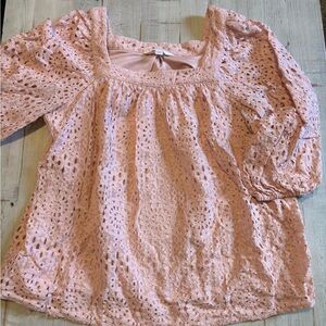 Women’s Peach Lace Peasant Top